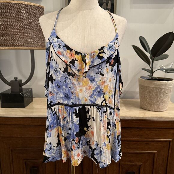 1 O’Neil Women’s Large Iveta Floral Tank Top Strappy Flowy Watercolor Rare New - Picture 2 of 6